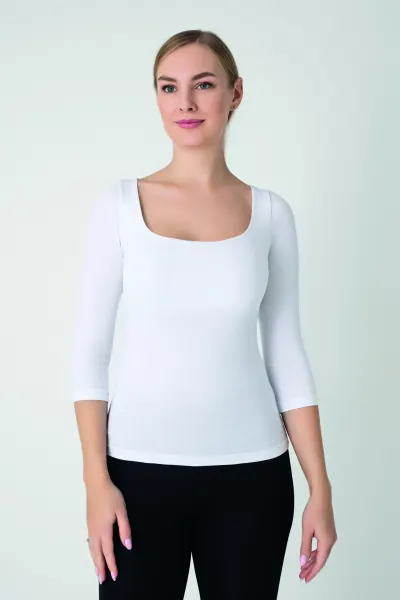 Kadın Modal U Yaka 3/4 Kol T-shirt C801-035