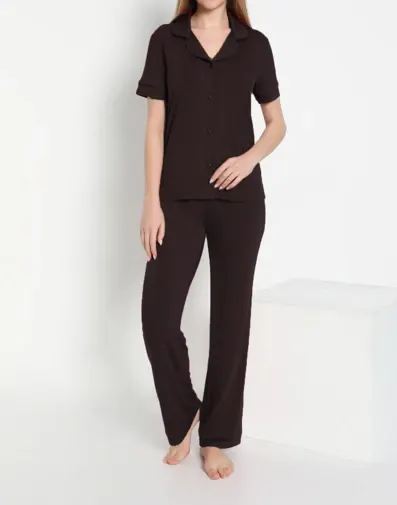 Kadın Önü Düğmeli Kısakol Pijama C840-537