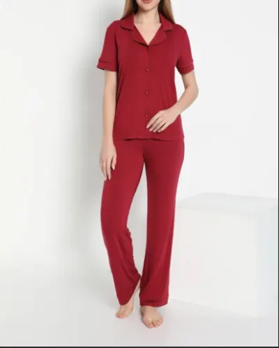 Kadın Önü Düğmeli Kısakol Pijama C840-537