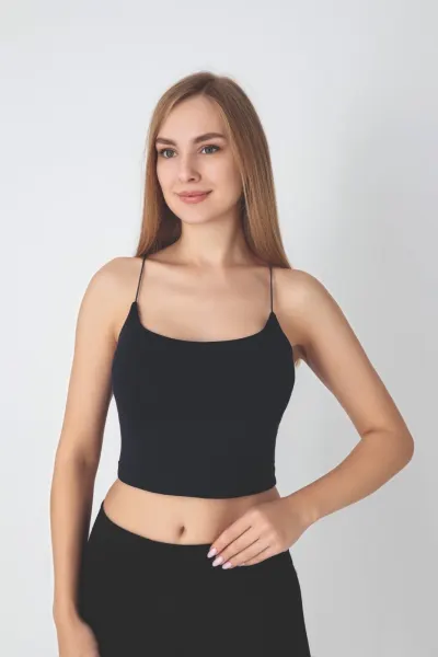Kadın Modal Spagetti Askılı Krop T-shırt C801-037
