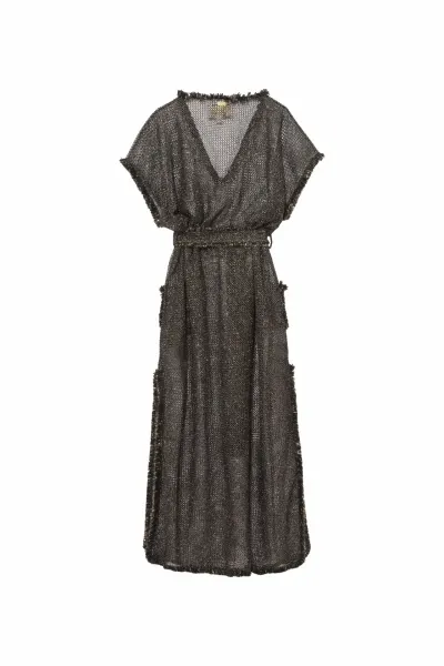 C860-004 KADIN KISAKOL KEMERLİ KAFTAN