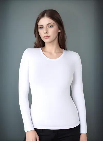 Kadın Modal Bisiklet Yaka Uzunkol T-shırt C801-024