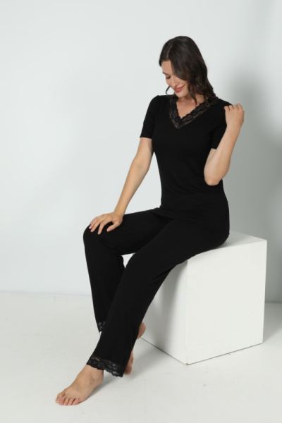 Kadın Viskon V Yaka Kısakol Pijama C840-536