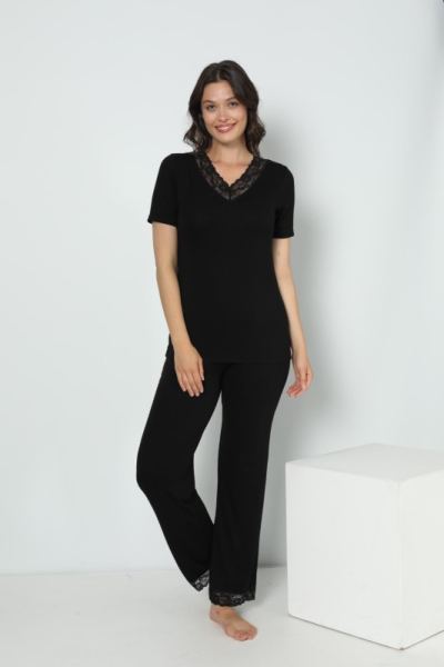 Kadın Viskon V Yaka Kısakol Pijama C840-536