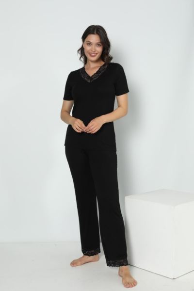 Kadın Viskon V Yaka Kısakol Pijama C840-536