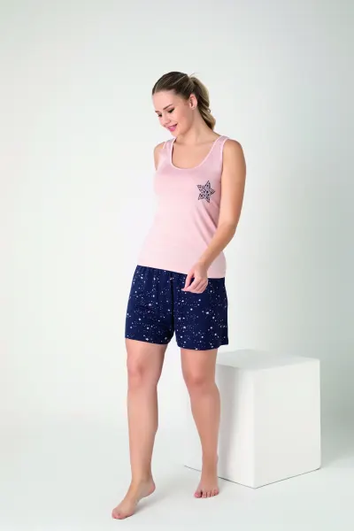 Kadın Viskon Geniş Askılı Short Takım C840-903