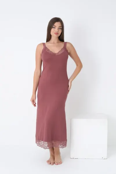 Kadın Viskon Dantelli Geniş Askılı Gecelik C840-750