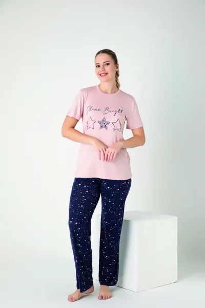 Kadın Viskon Kısakol Pijama Takım C840-904