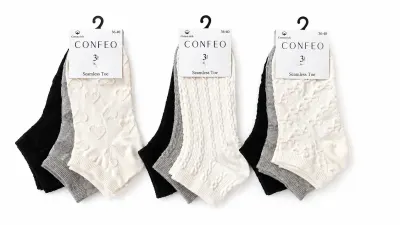 CONFEO KADIN KABARTMA LİKRALI PENYE PATİK-C832-014-3'lü ÇORAP