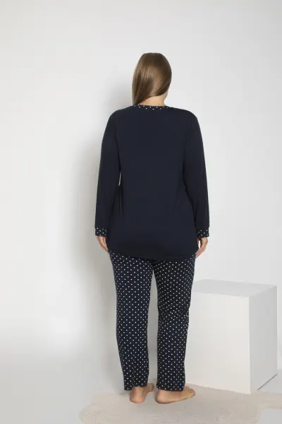 Kadın Battal V Yaka Uzunkol Pijama Takım C840-261