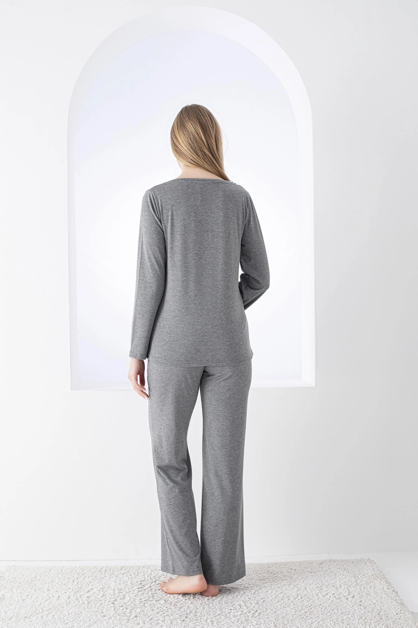Kadın Uzunkol Antrasit Pijama Takımı C840-526