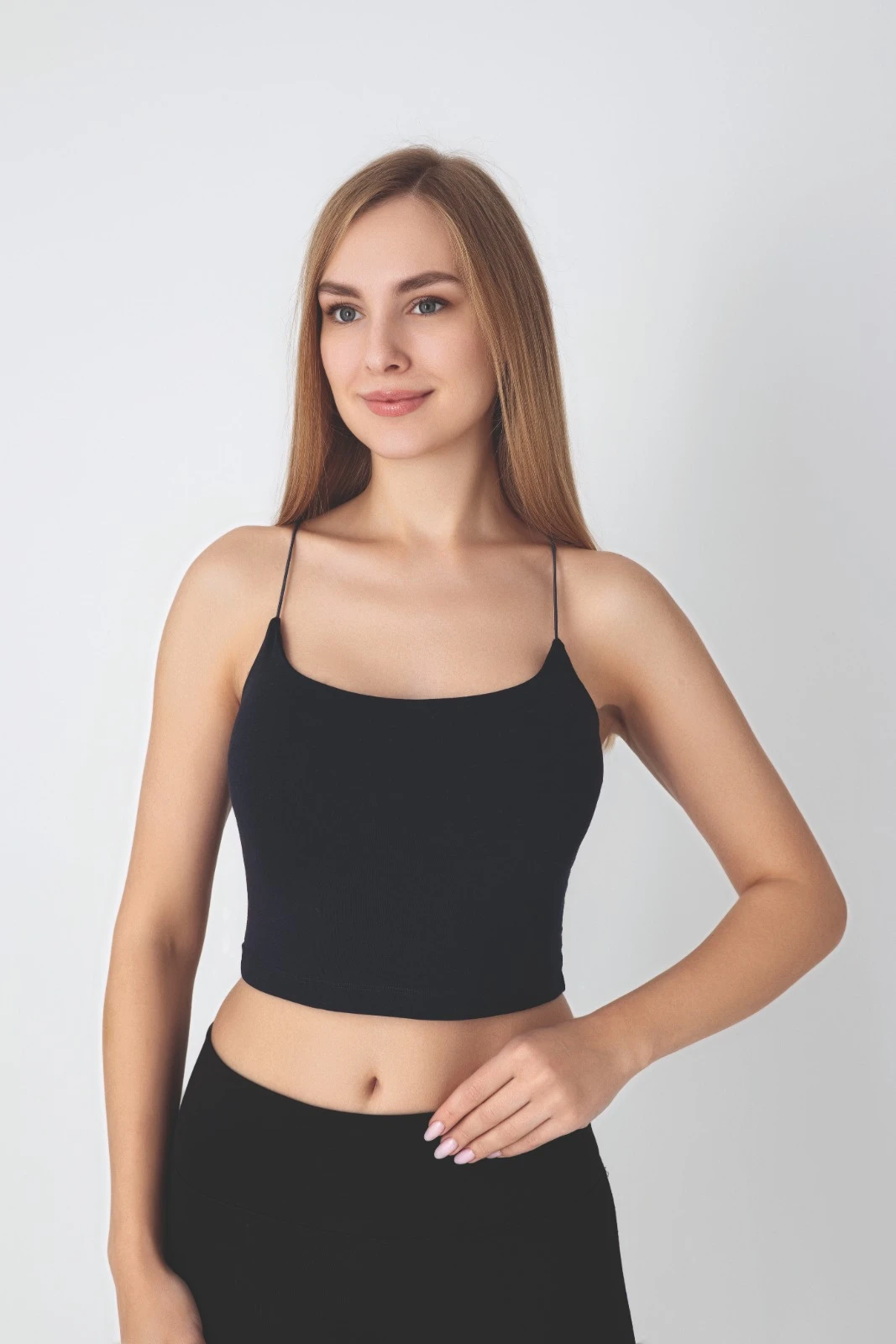 Kadın Modal Spagetti Askılı Krop T-shırt C801-037