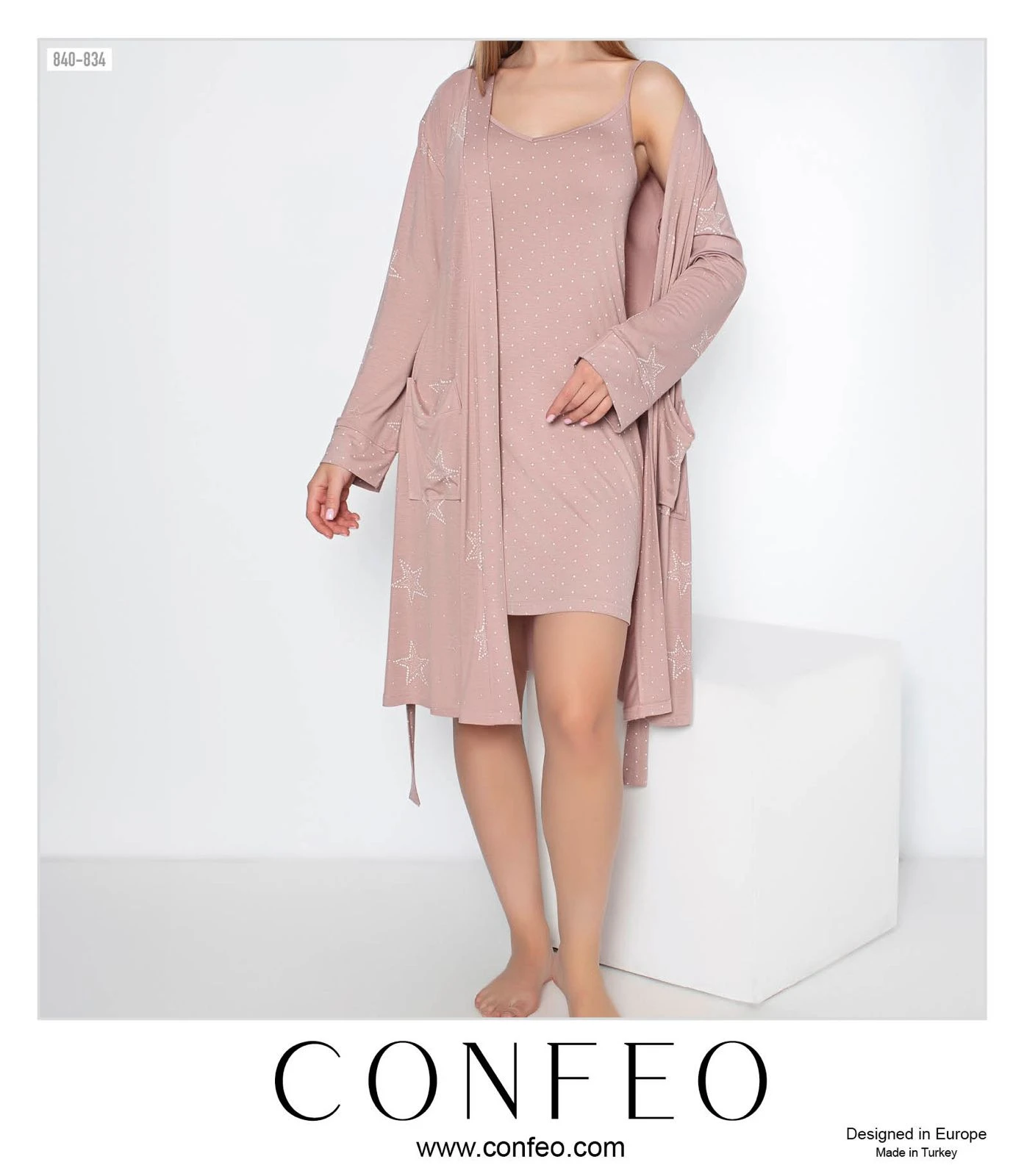 KADIN VİSKON İP ASKILI GECELİK+SABAHLIK TAKIM C840-834