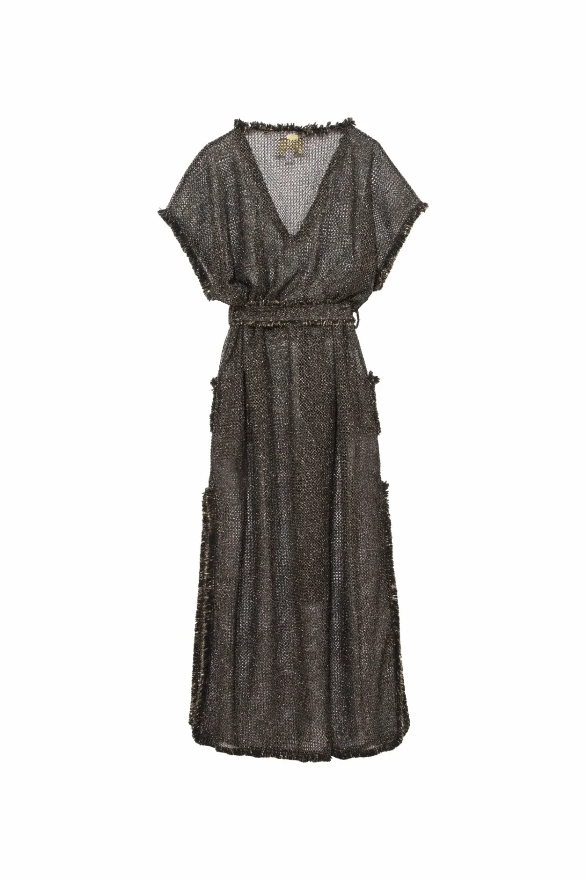 C860-004 KADIN KISAKOL KEMERLİ KAFTAN