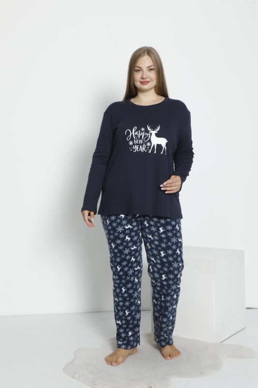 KADIN BATTAL POLAR UZUNKOL PİJAMA TAKIM C840-247