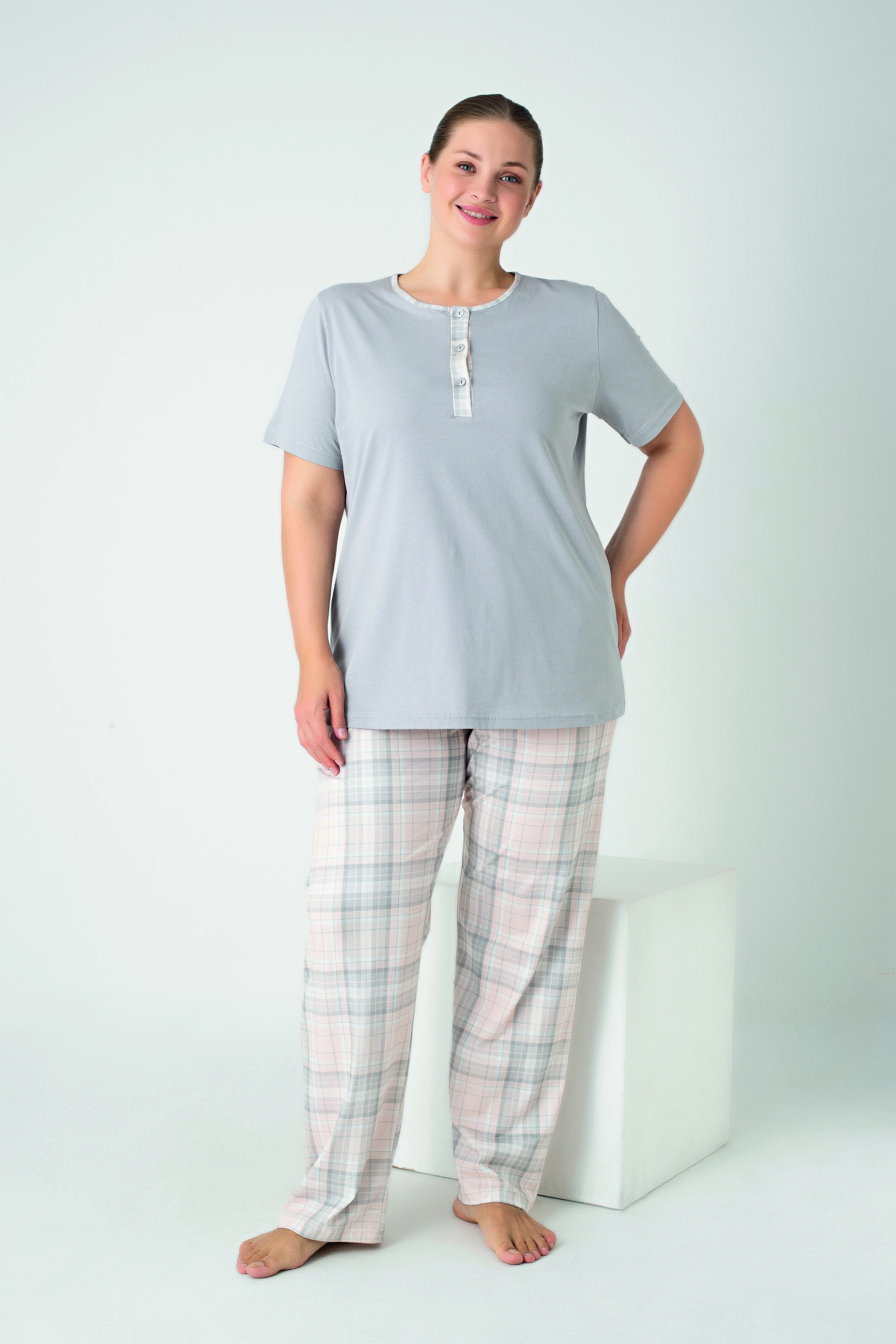 Kadın Battal Penye Süprem Patlı Kısakol Pijama C840-929