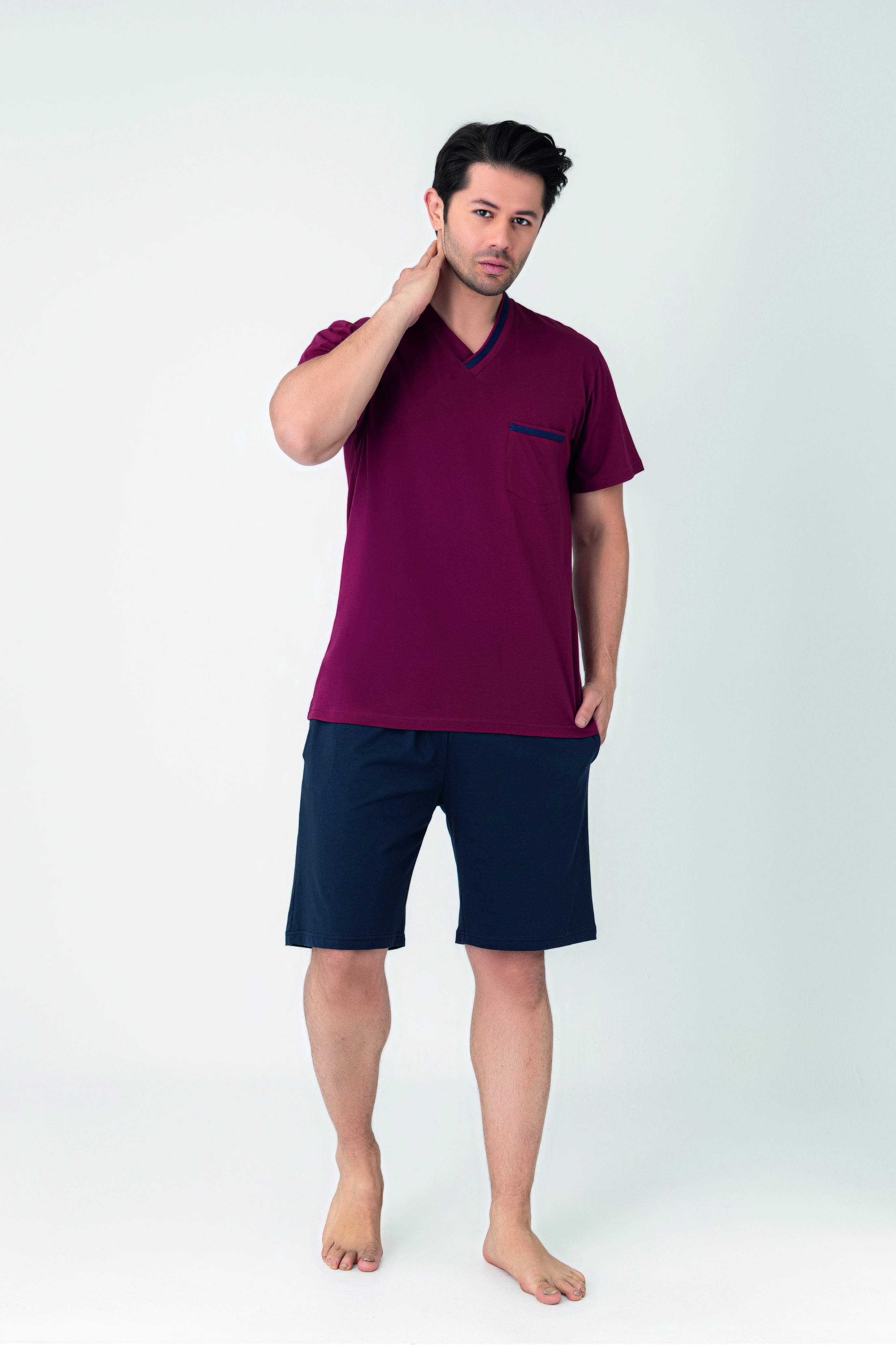 Erkek Modal V Yaka Kısakol Short C940-106