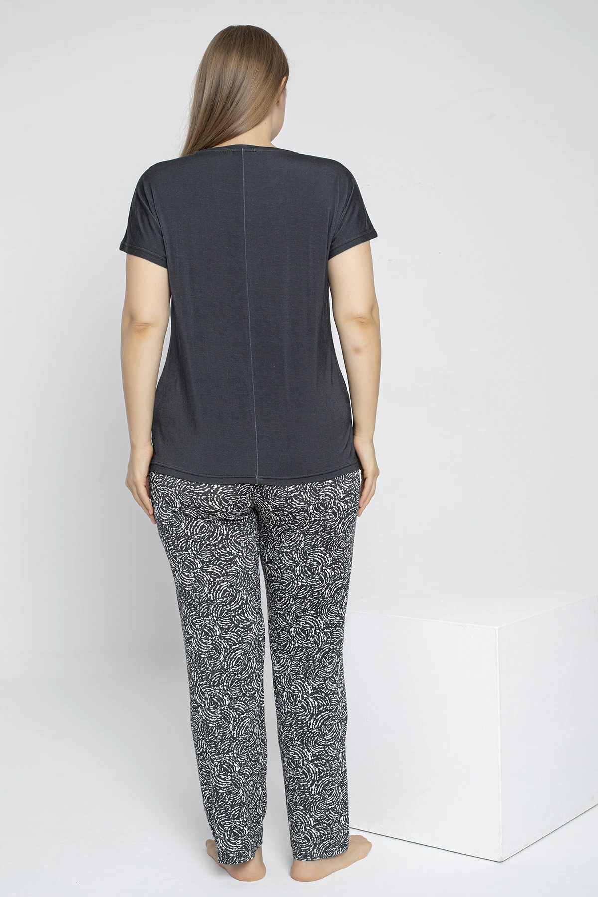 Kadın Battal Çıkmakol Pijama Takım (Önü Baskılı) C840-717