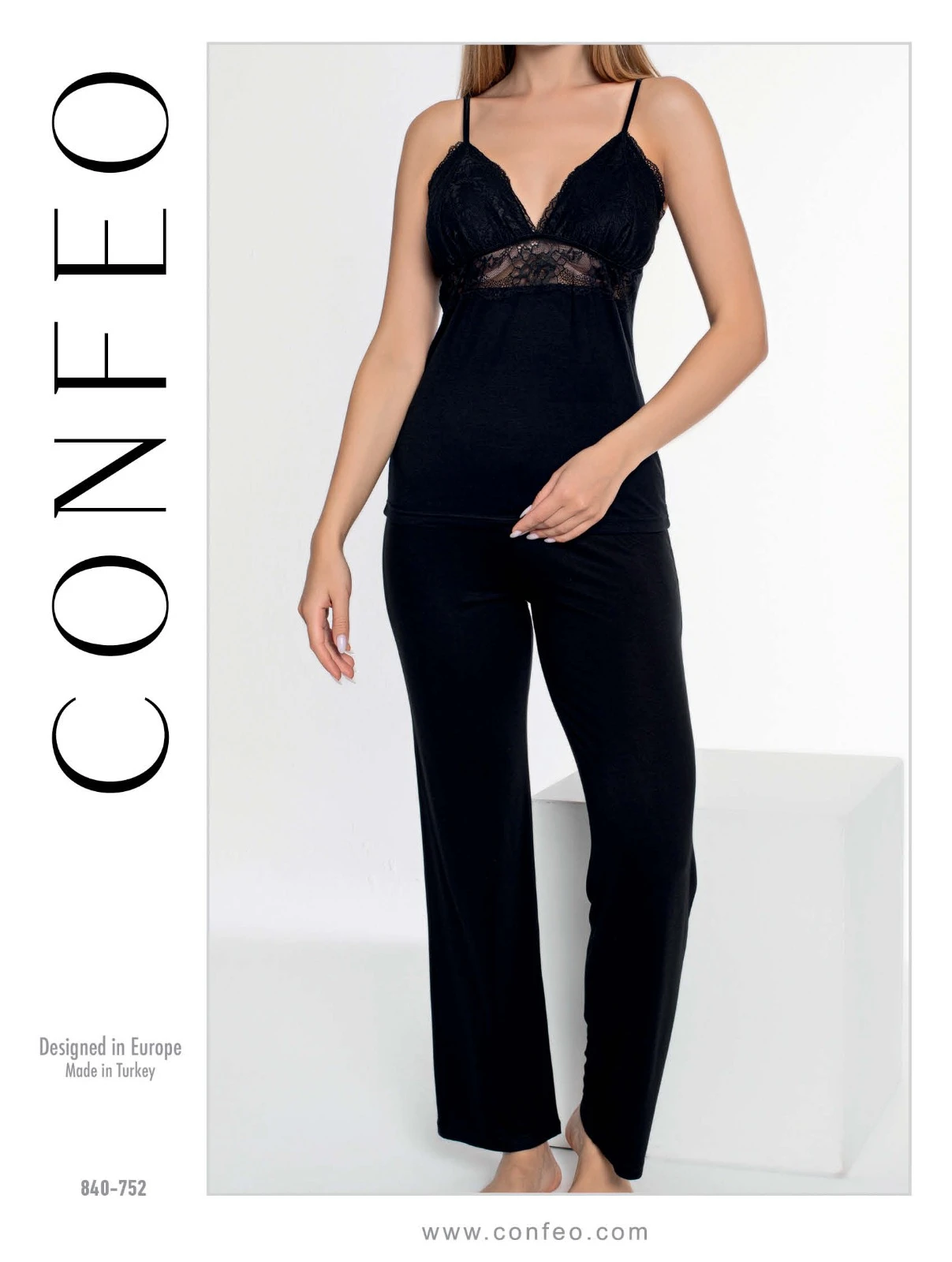 Kadın Viskon Dantelli İp Askılı Pijama Takım C840-752