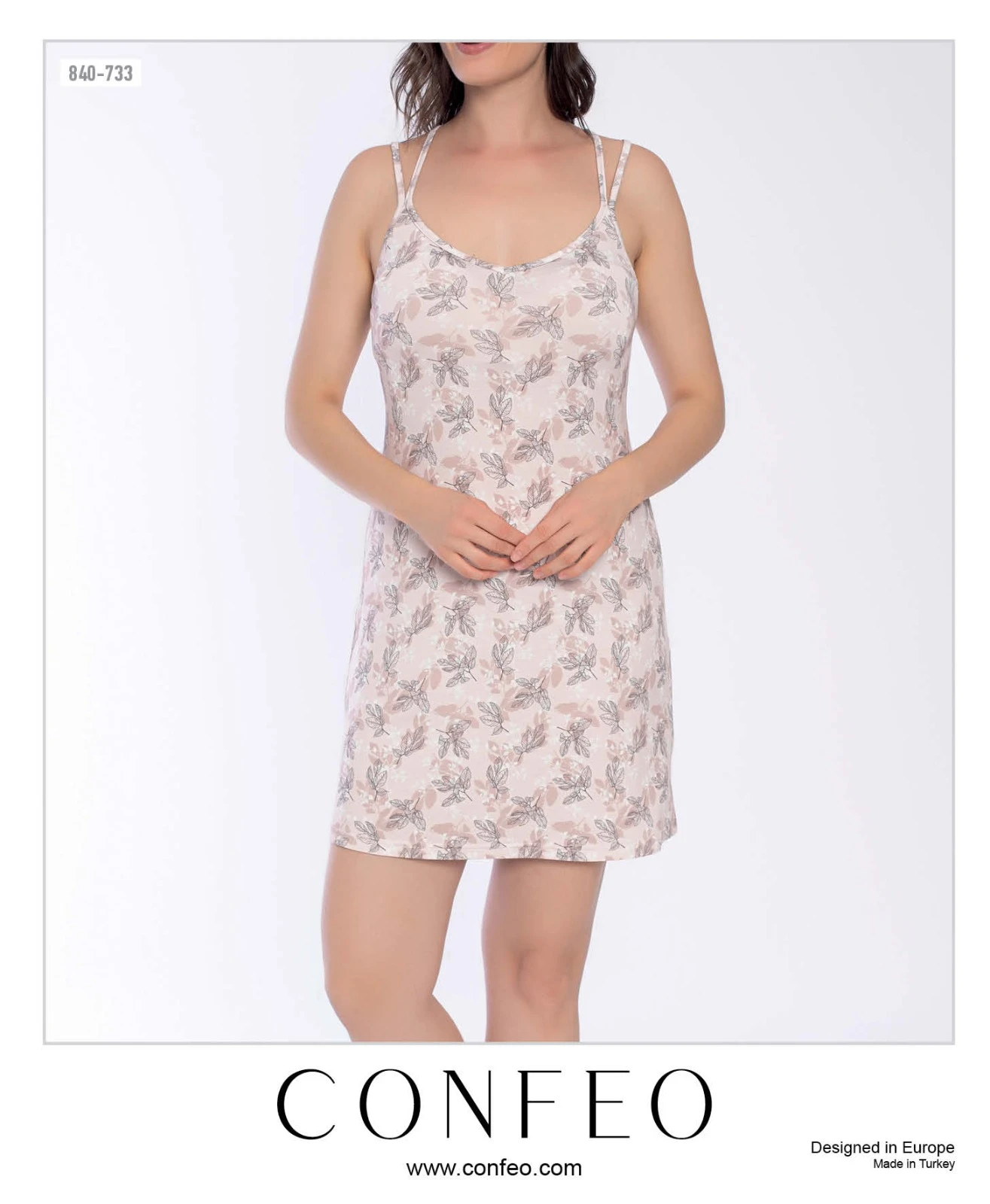 Kadın İp Askılı Çiçekli Mini Boy Gecelik  C840-733