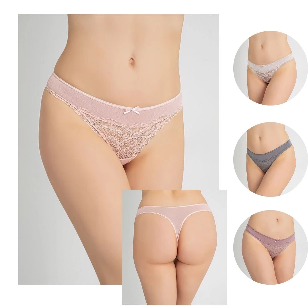 Kadın Dantelli Tanga 4'lü Paket C804-501