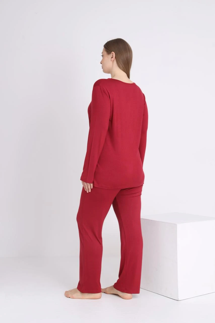 Kadın Battal Viskon Uzunkol Pijama C840-205