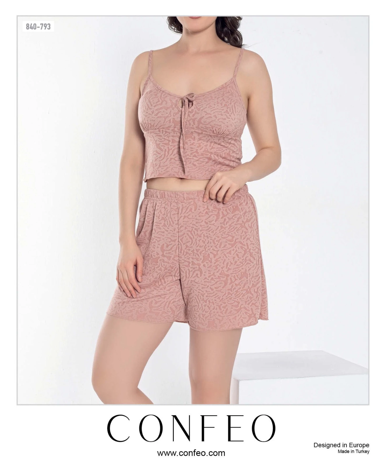 Kadın İp Askılı Şortlu Pijama Takımı C840-793