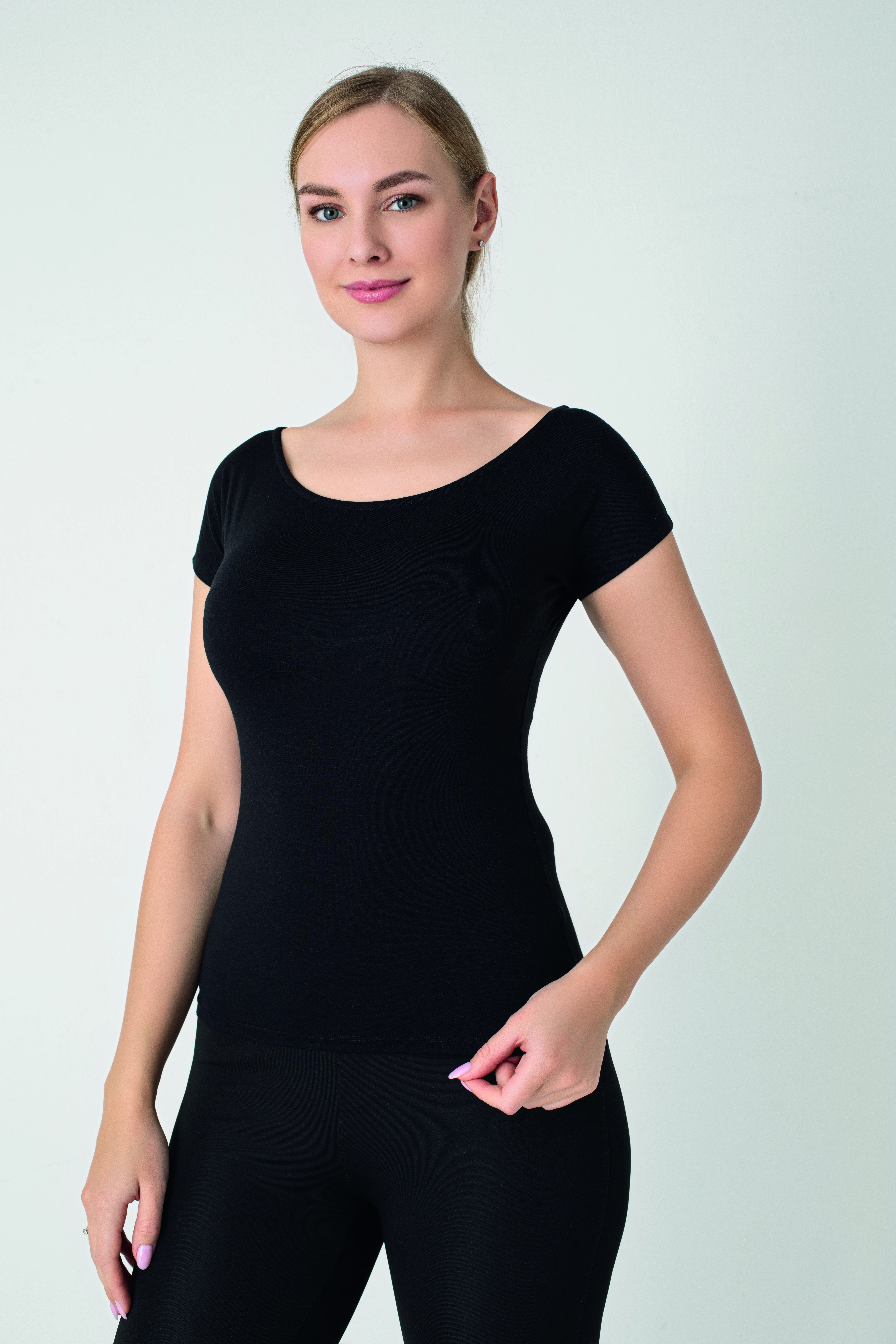 Kadın Modal Çıkma Kol T-shırt C801-031