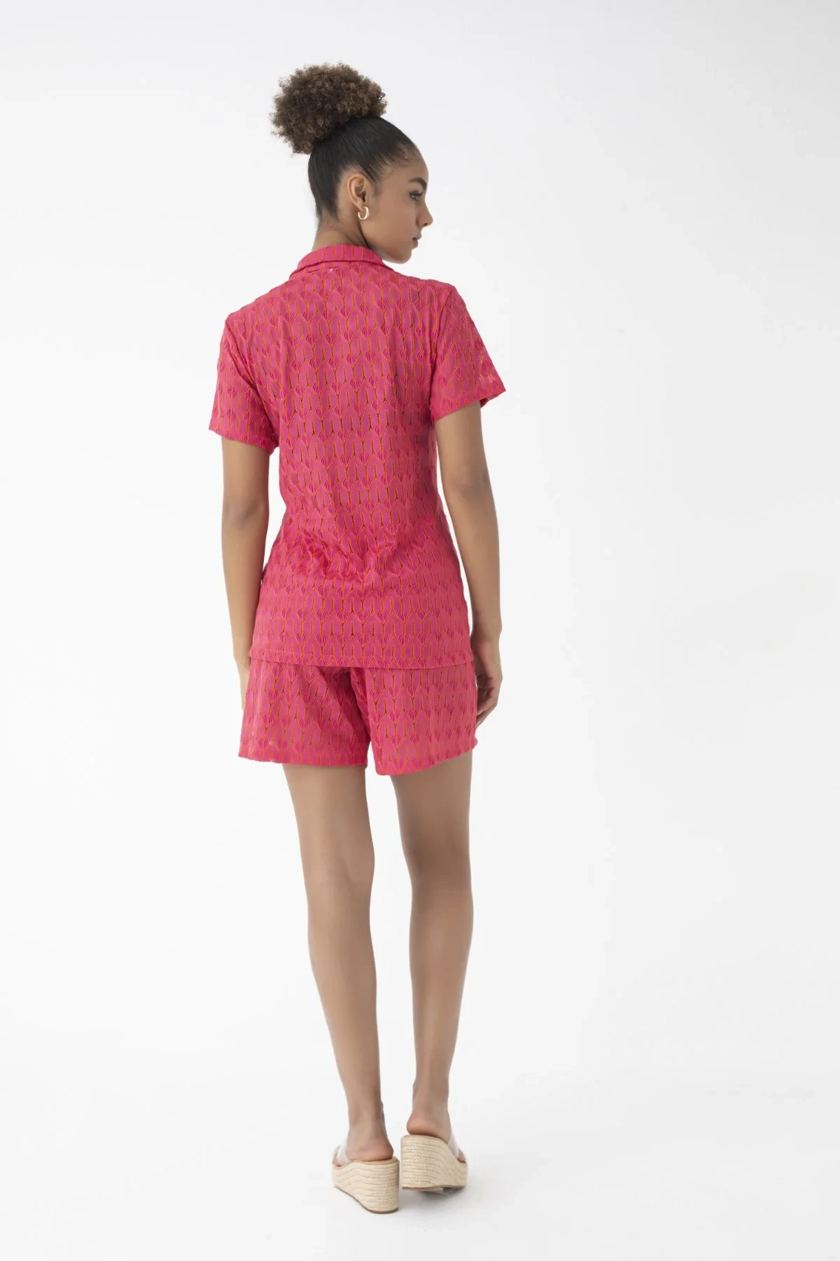 C860-017 KADIN ÖNÜ DÜĞMELİ KISAKOL SHORT TAKIM