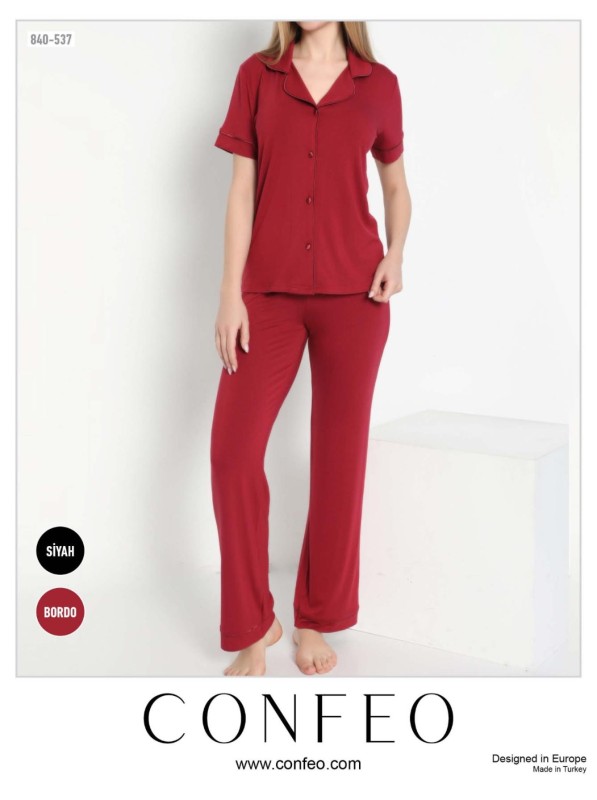 Kadın Önü Düğmeli Kısakol Pijama C840-537