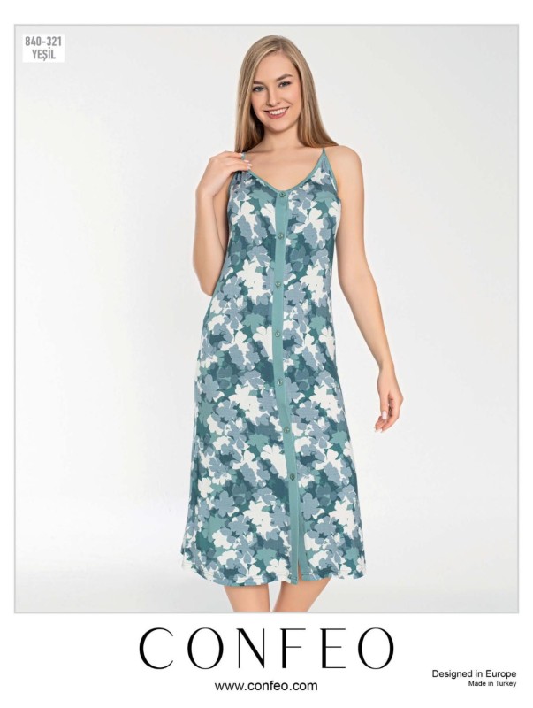 KADIN İP ASKILI ÖNÜ DÜĞMELİ GECELİK C840-321