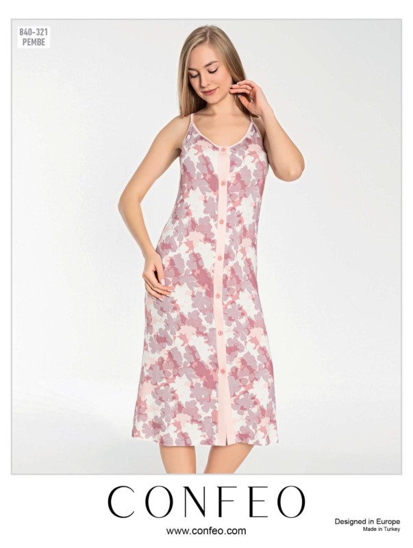 KADIN İP ASKILI ÖNÜ DÜĞMELİ GECELİK C840-321