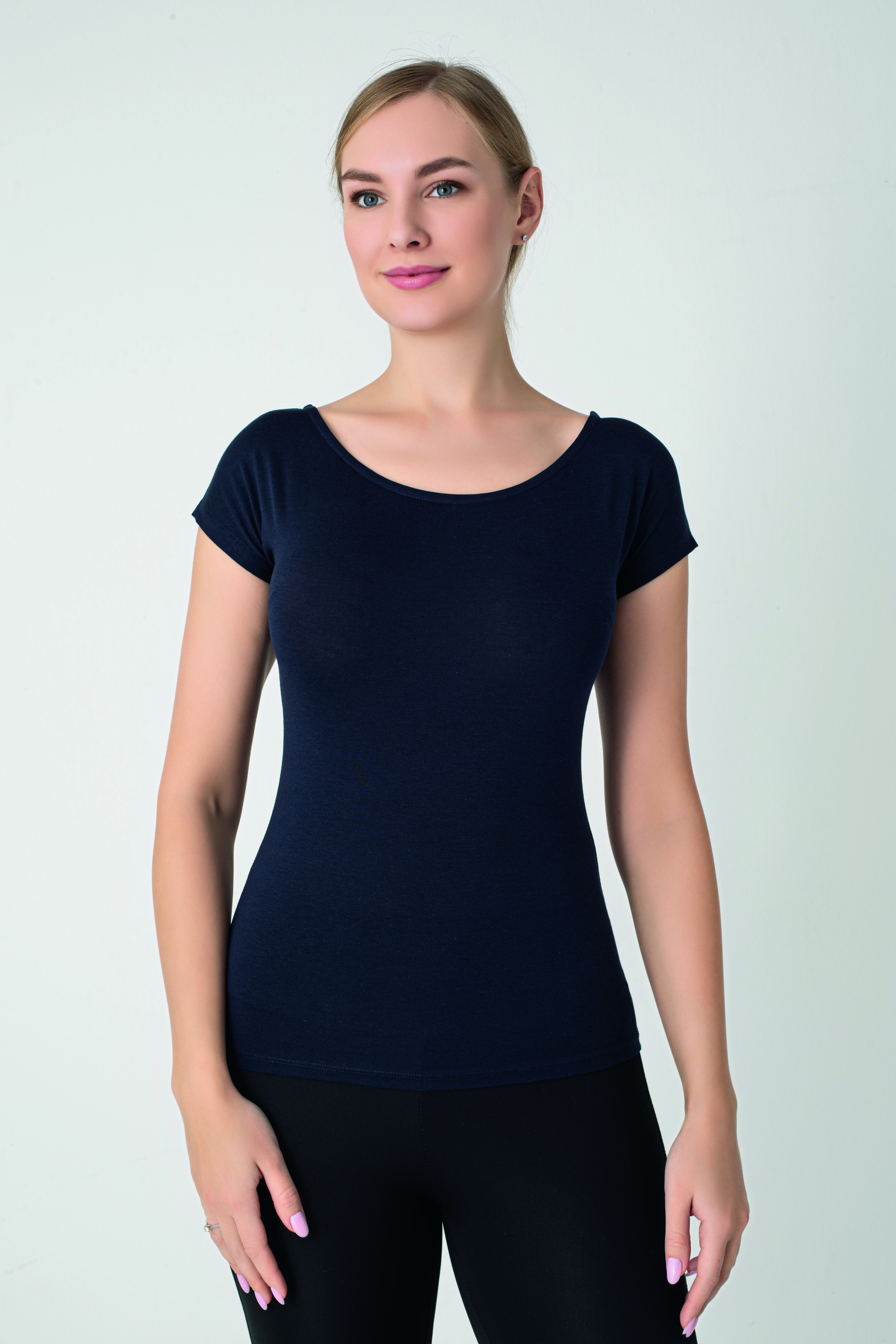 Kadın Modal Çıkma Kol T-shırt C801-031