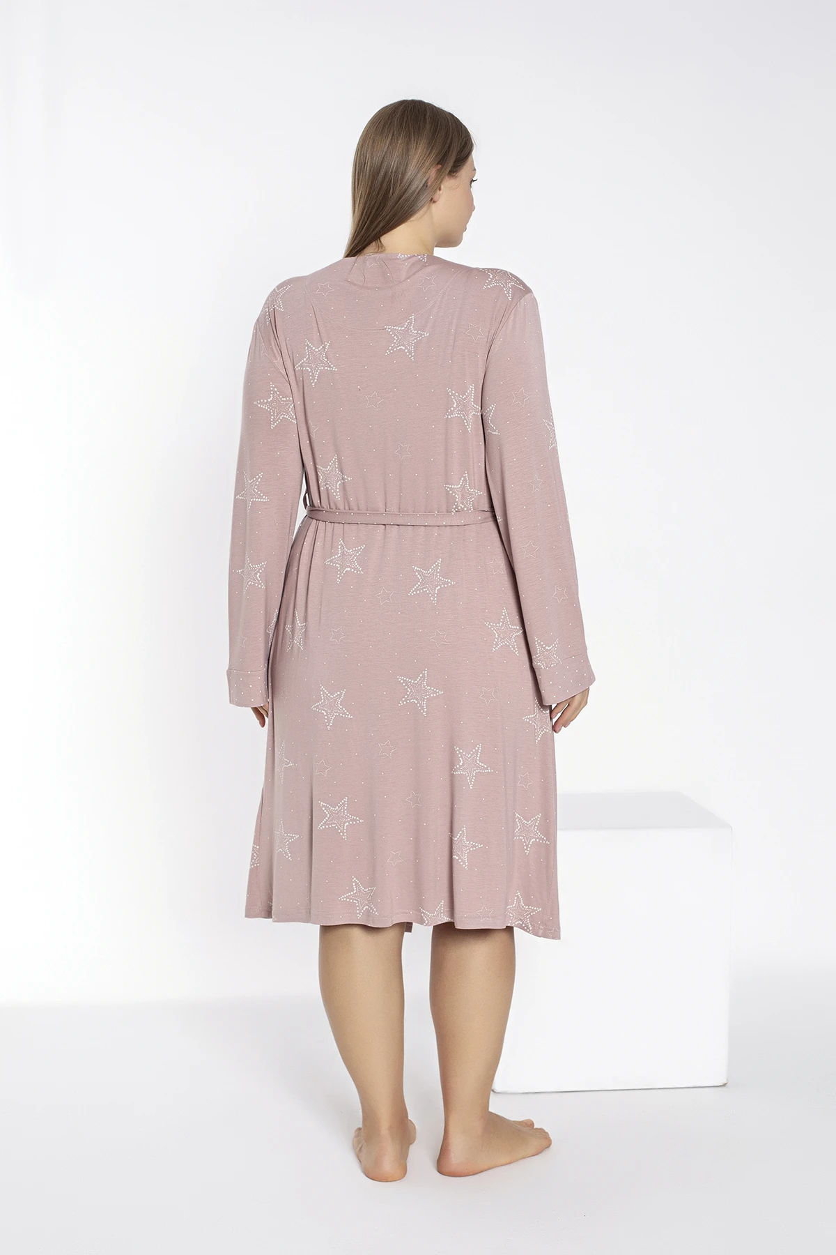 Kadın Büyük Beden İp Askılı Gecelik Sabahlık Takım C840-838