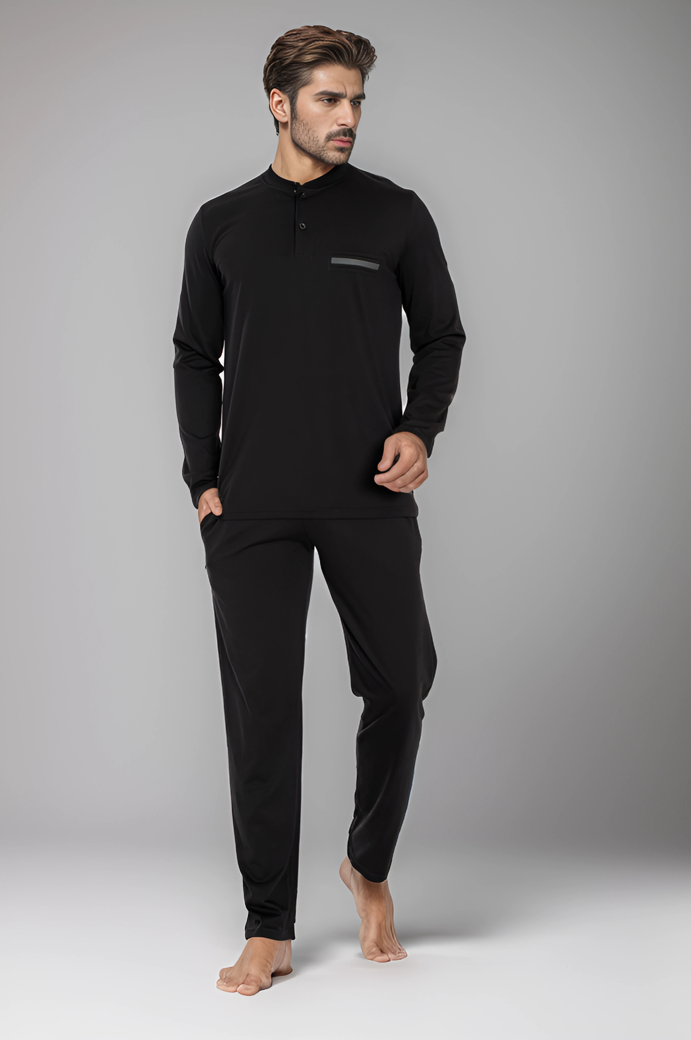Erkek Modal Patlı  Uzunkol  Pijama C940-027