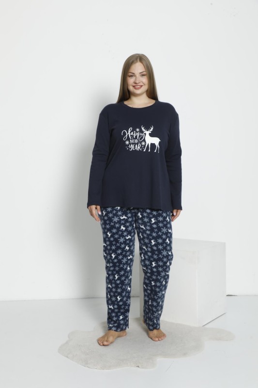 KADIN BATTAL POLAR UZUNKOL PİJAMA TAKIM C840-247