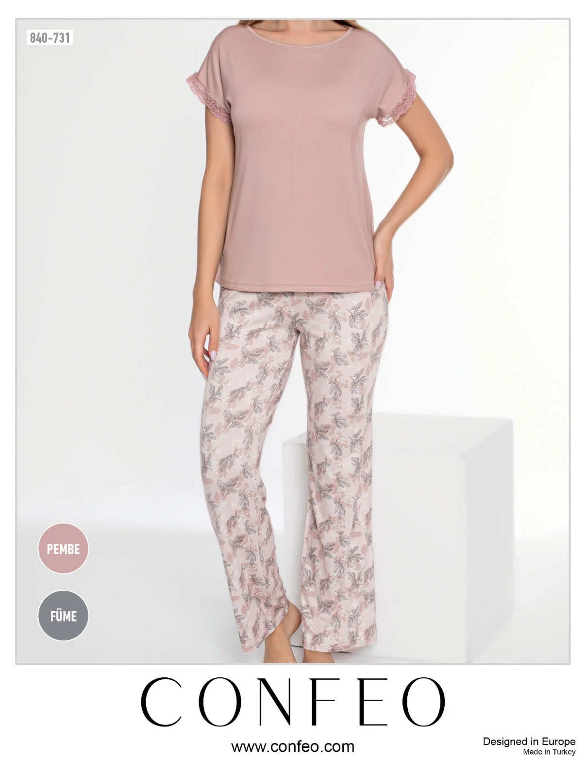 Kadın Viskon Dantelli Çıkmakol Pijama Takım C840-731