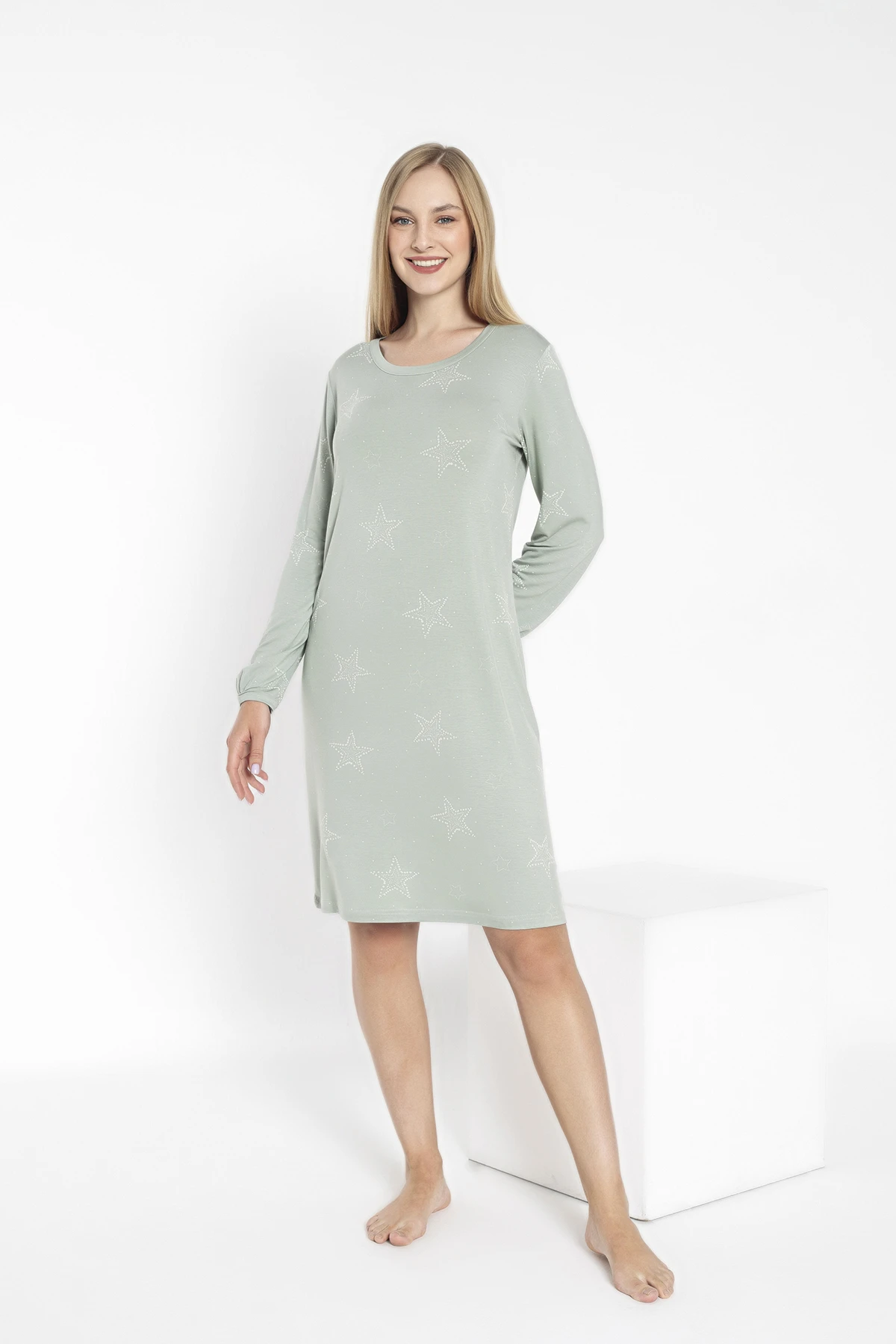 KADIN VİSKON UZUNKOLLU TUNİK C840-836