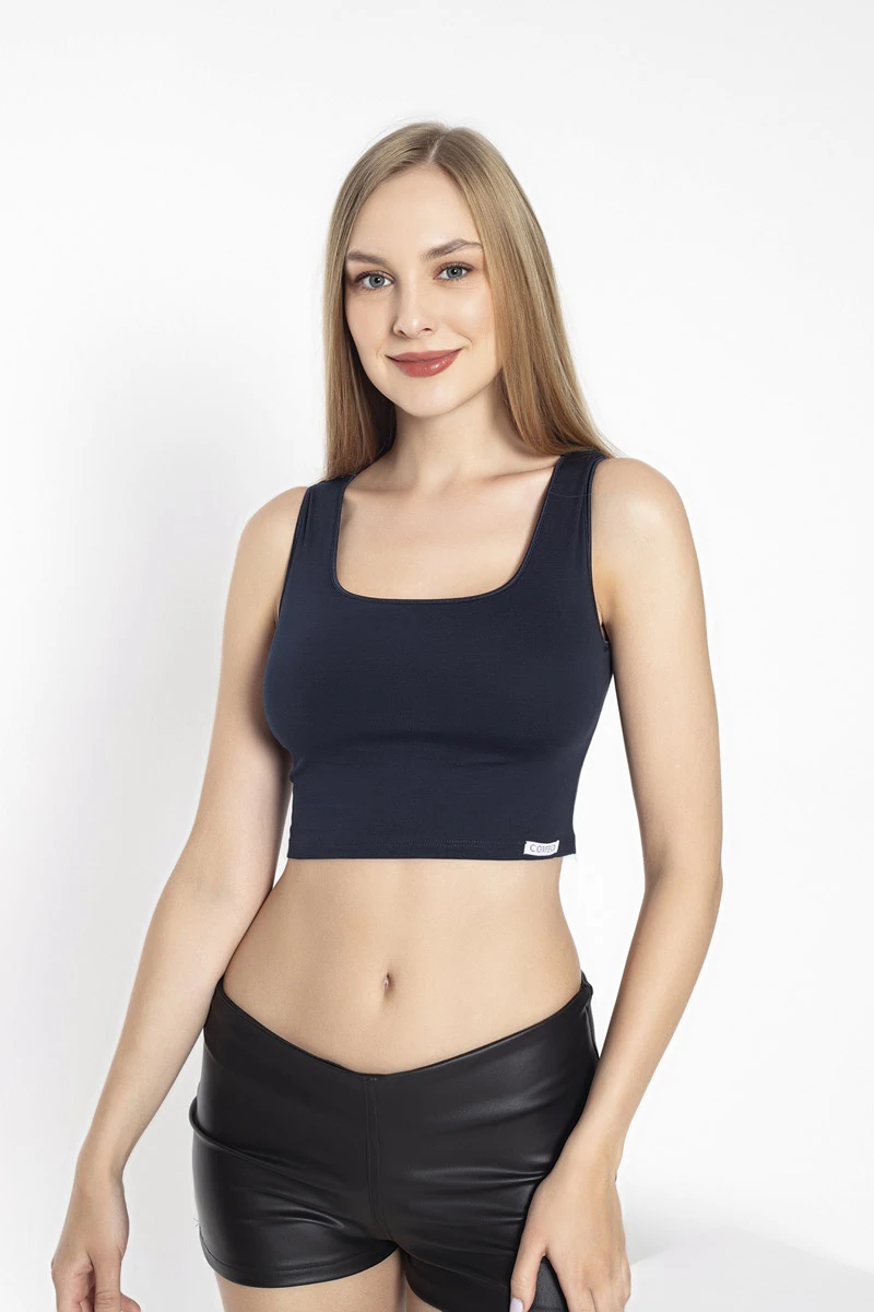 Kadın Geniş Askılı Crop Atlet C801-016