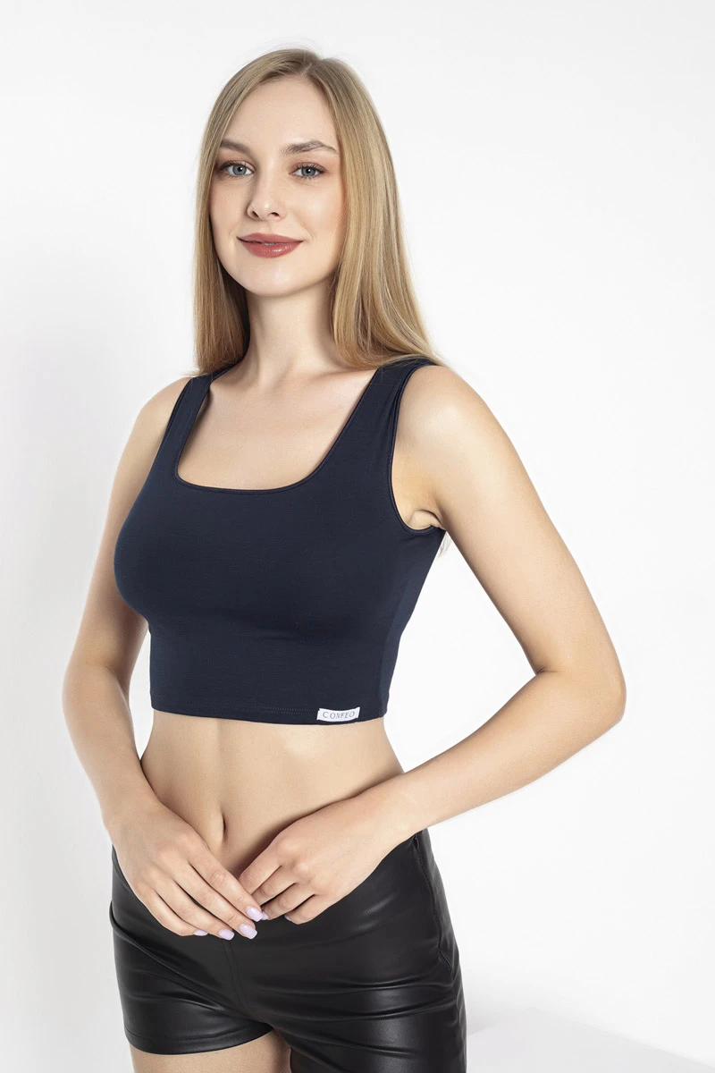 Kadın Geniş Askılı Crop Atlet C801-016