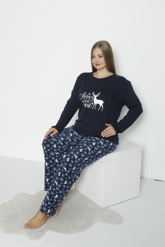 KADIN BATTAL POLAR UZUNKOL PİJAMA TAKIM C840-247