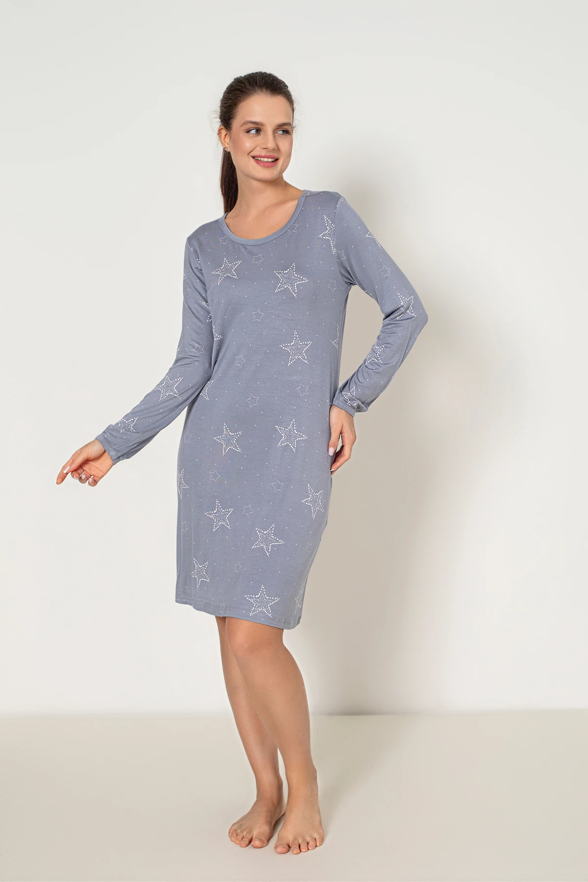 KADIN VİSKON UZUNKOLLU TUNİK C840-836