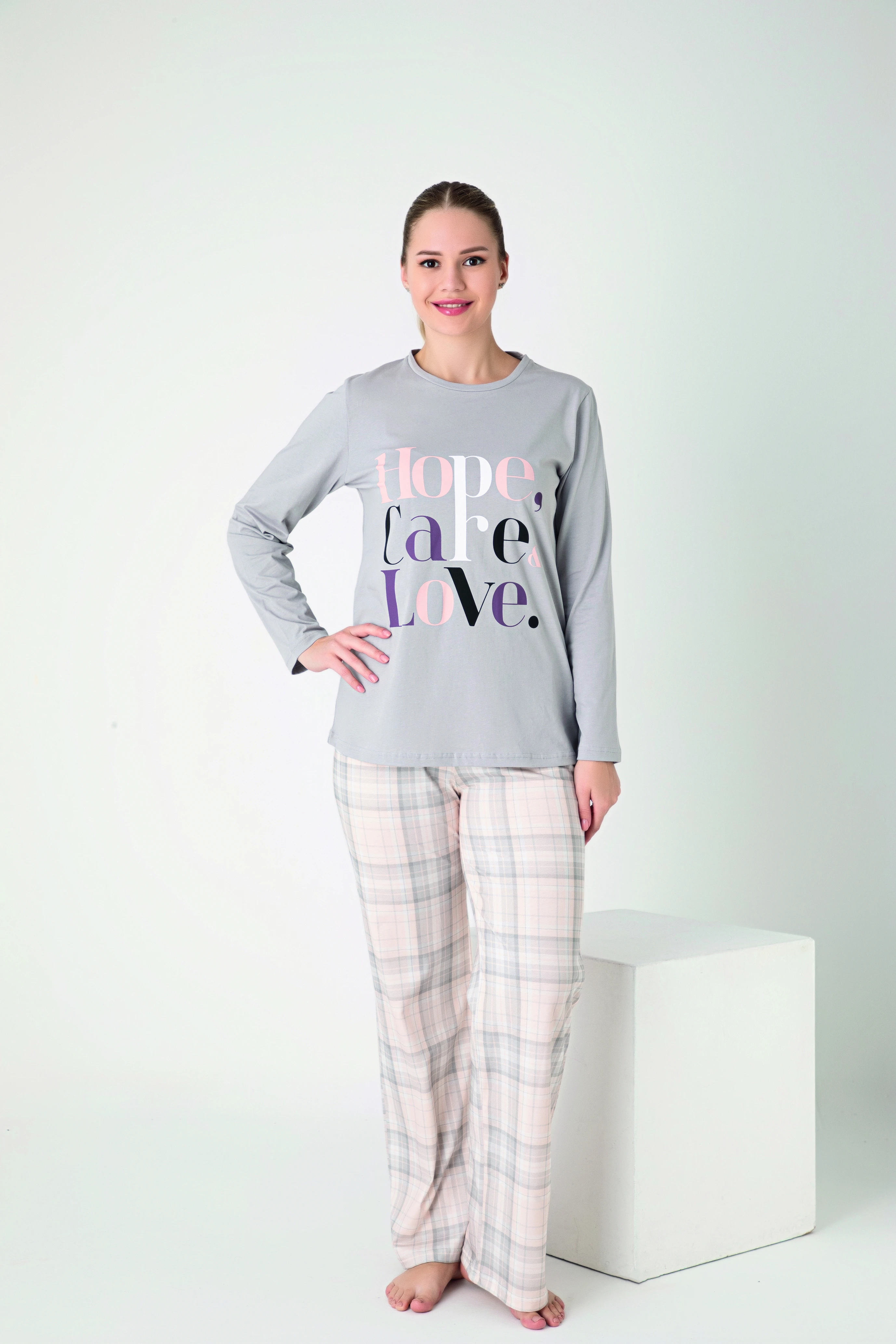 Kadın Penye Süprem Uzunkol Pijama Takım C840-923